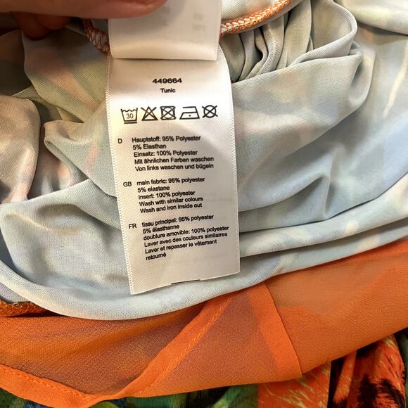 Alfredo Pauly Bright Slinky Floral Leopard Tunic Top Size 50 German Plus 2x 3x - Picture 9 of 9